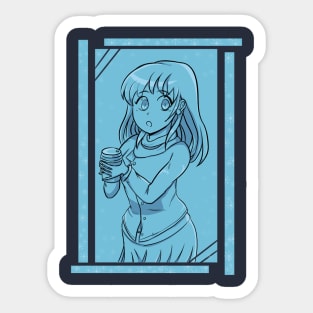 Winter Anime Girl Drinking Hot Coca Sticker